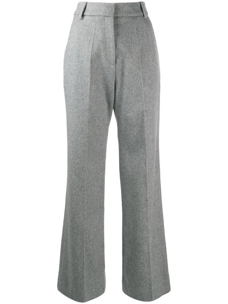 high-rise flared trousers