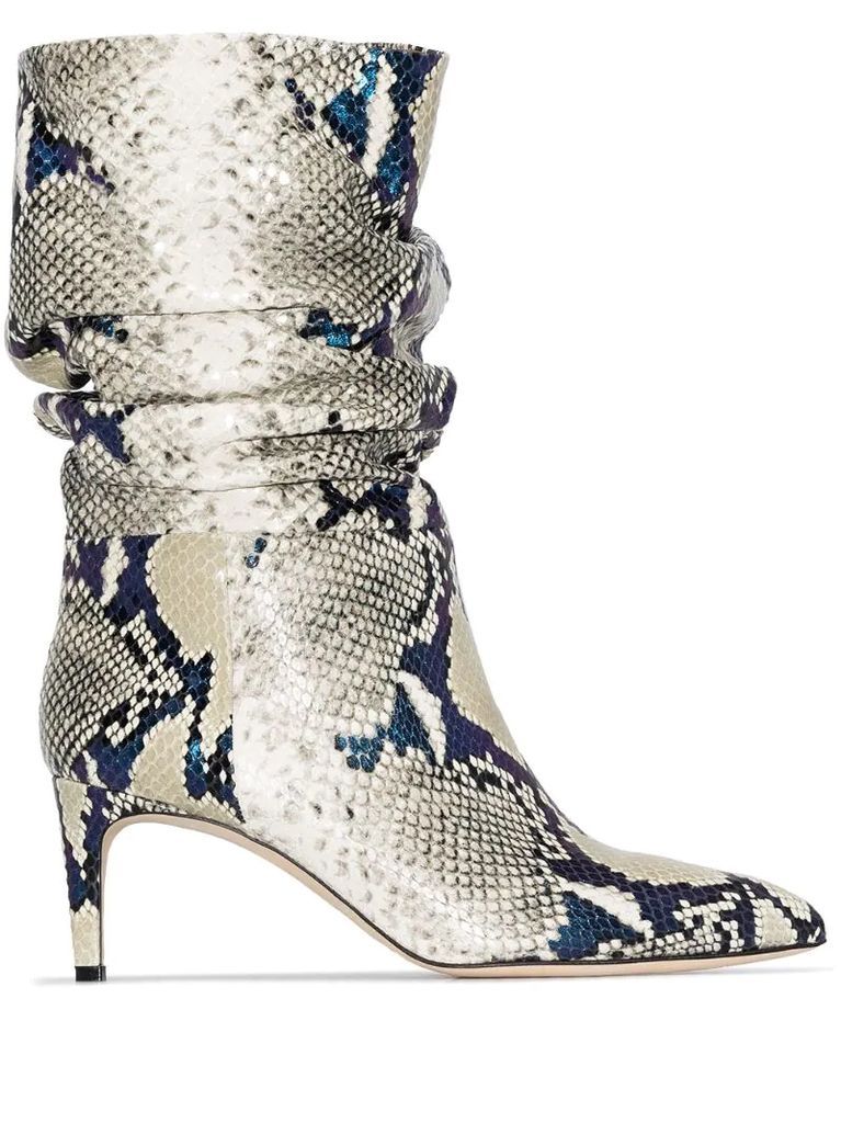 60mm python-print leather ankle boots