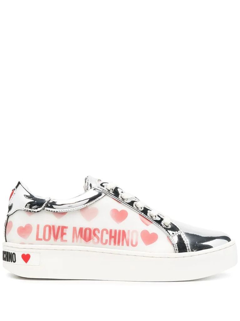 logo-print leather trainers