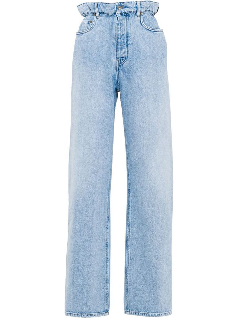 high-waisted straight-leg jeans