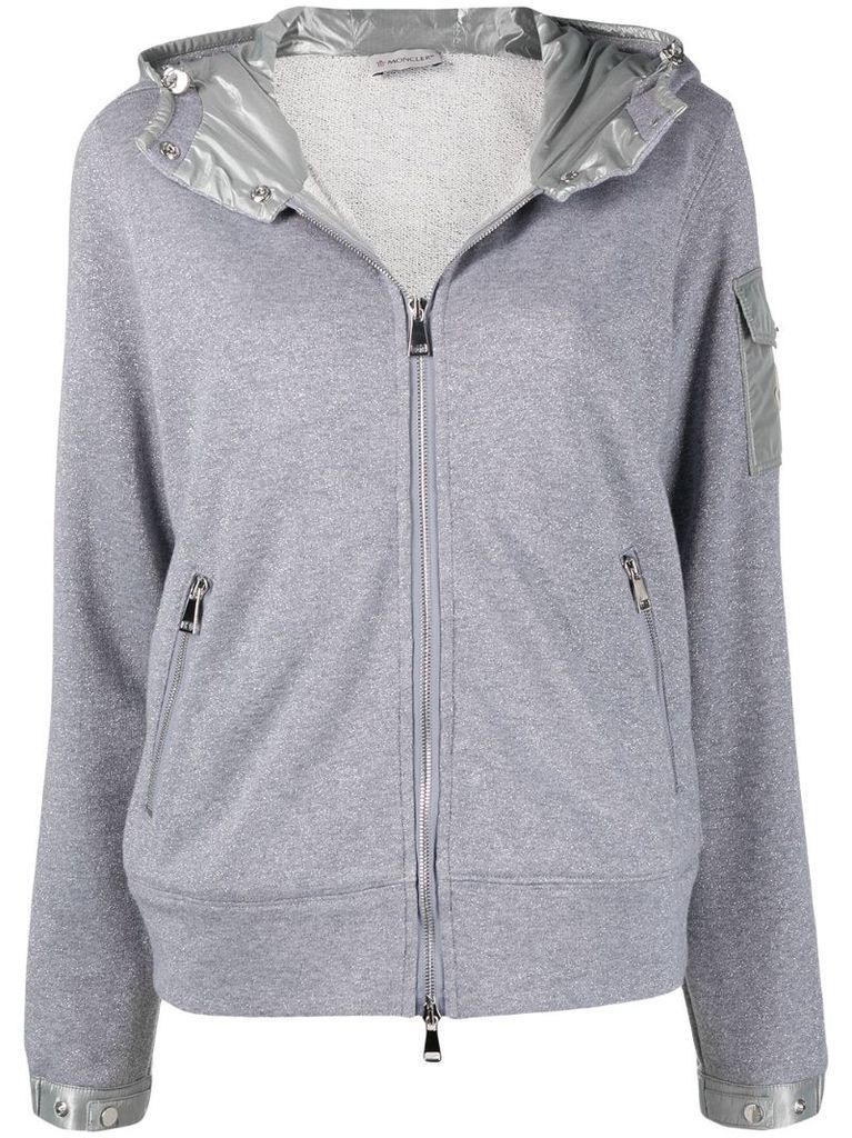 two-tone zip-up hoodie