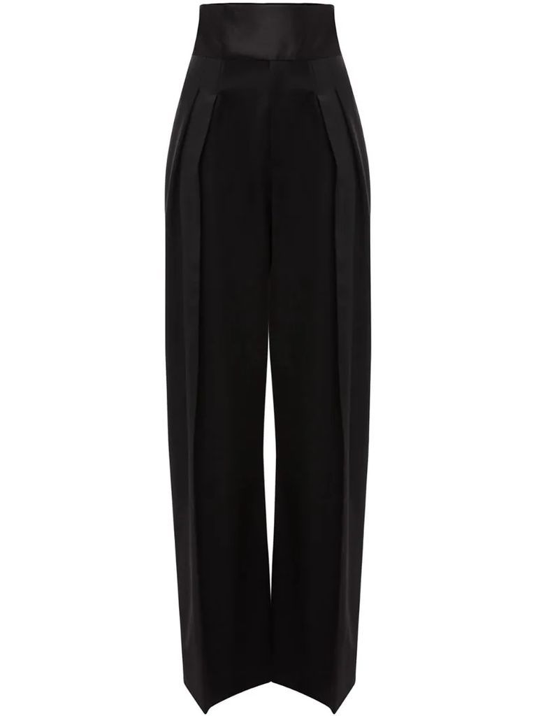 high-waisted wide-leg trousers