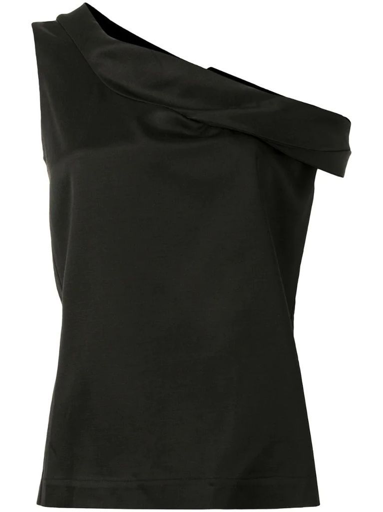 one-shoulder satin top