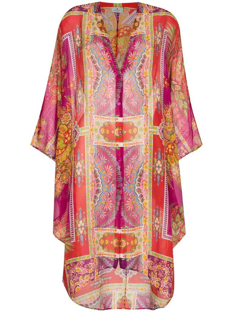 geometric print kaftan dress