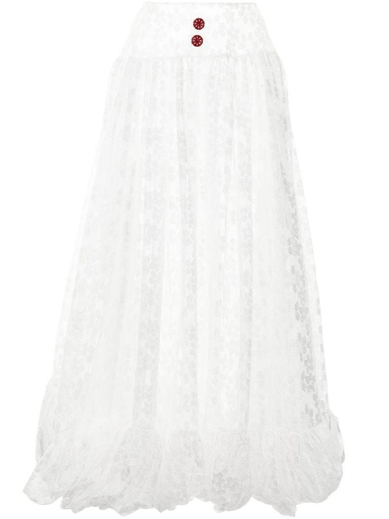 lace-panelled pleated skirt