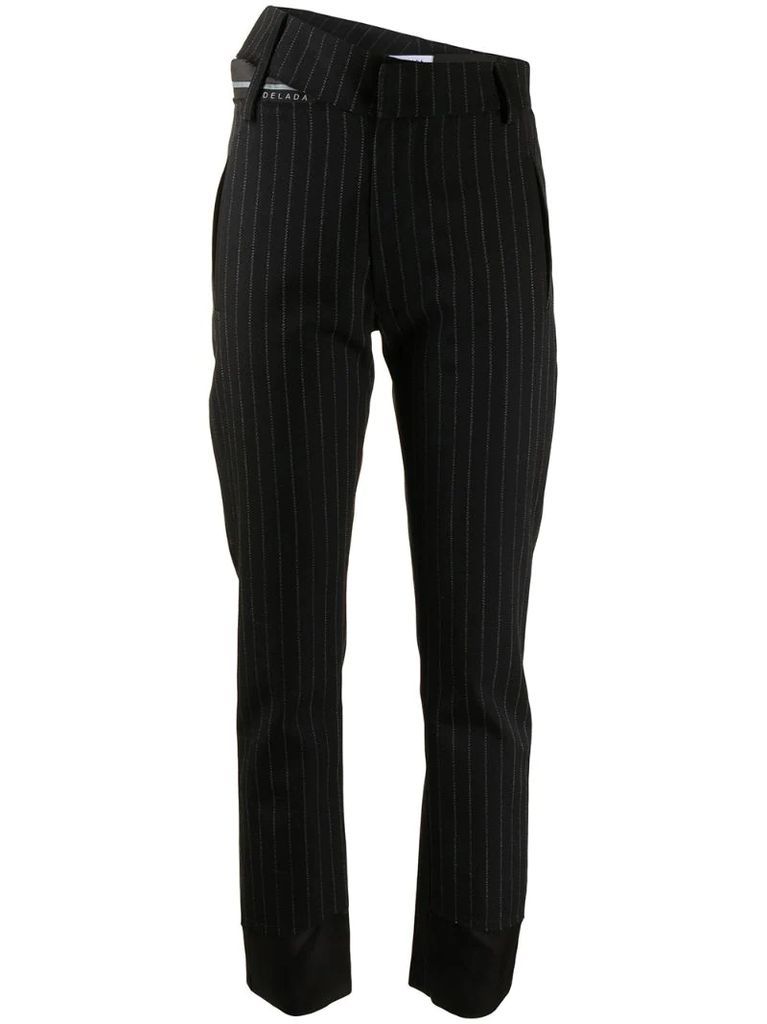 asymmetric pinstripe trousers