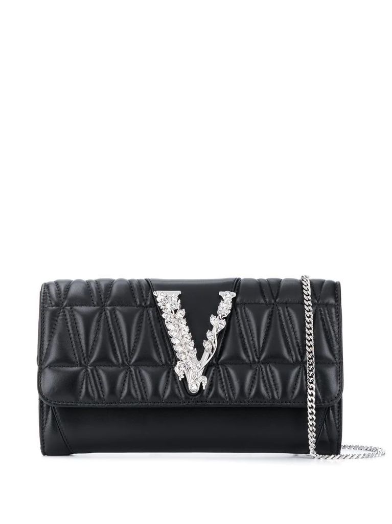 logo-plaque quilted clutch