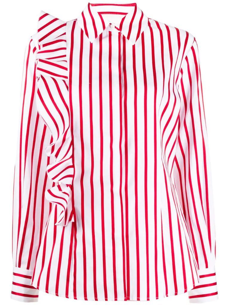 striped ruffle sleeve shirt