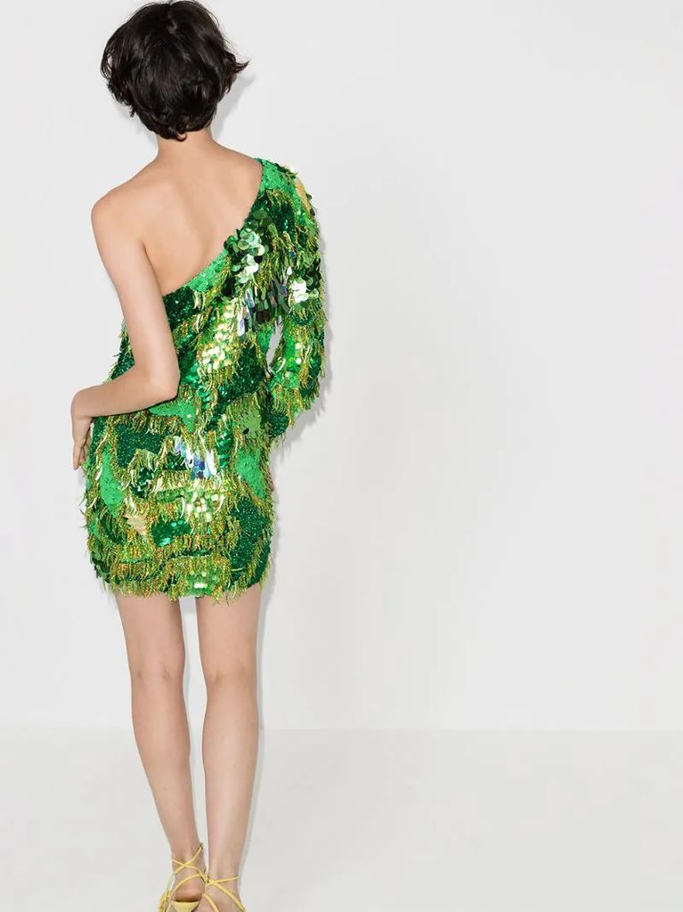 sequin-embellished asymmetric mini dress