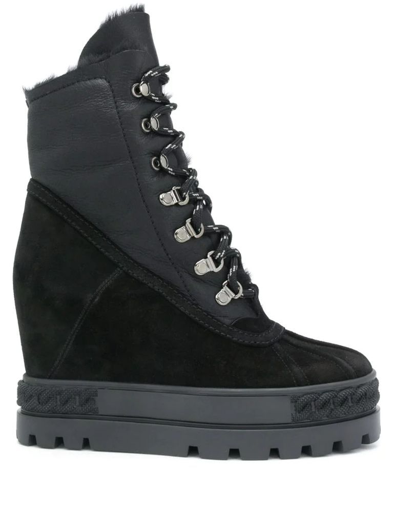 wedge lace-up boots