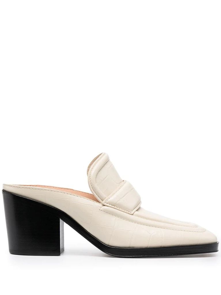 square-toe loafer mules
