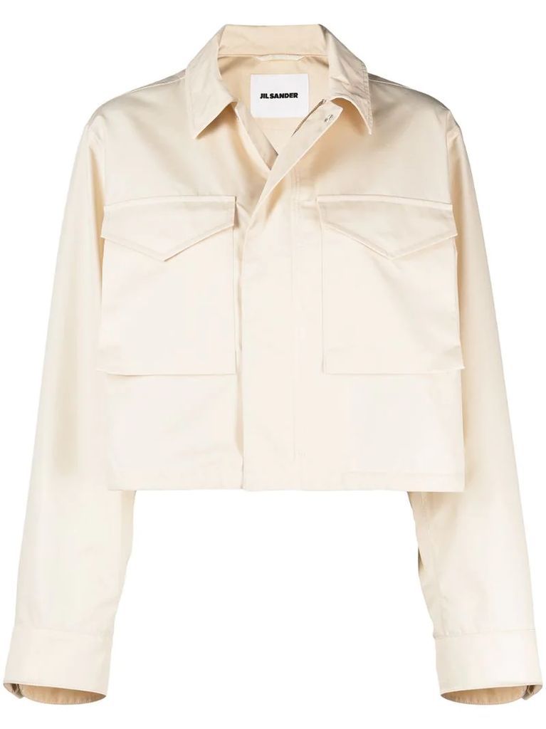 cropped cotton shirt jacket