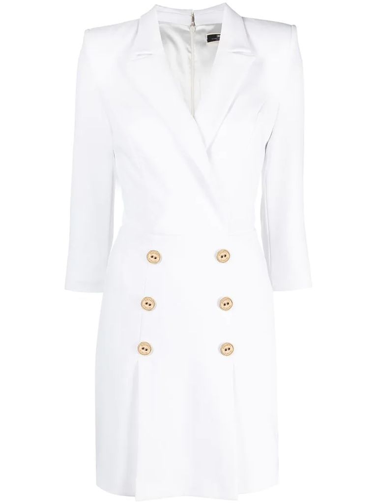 button-embellished blazer dress
