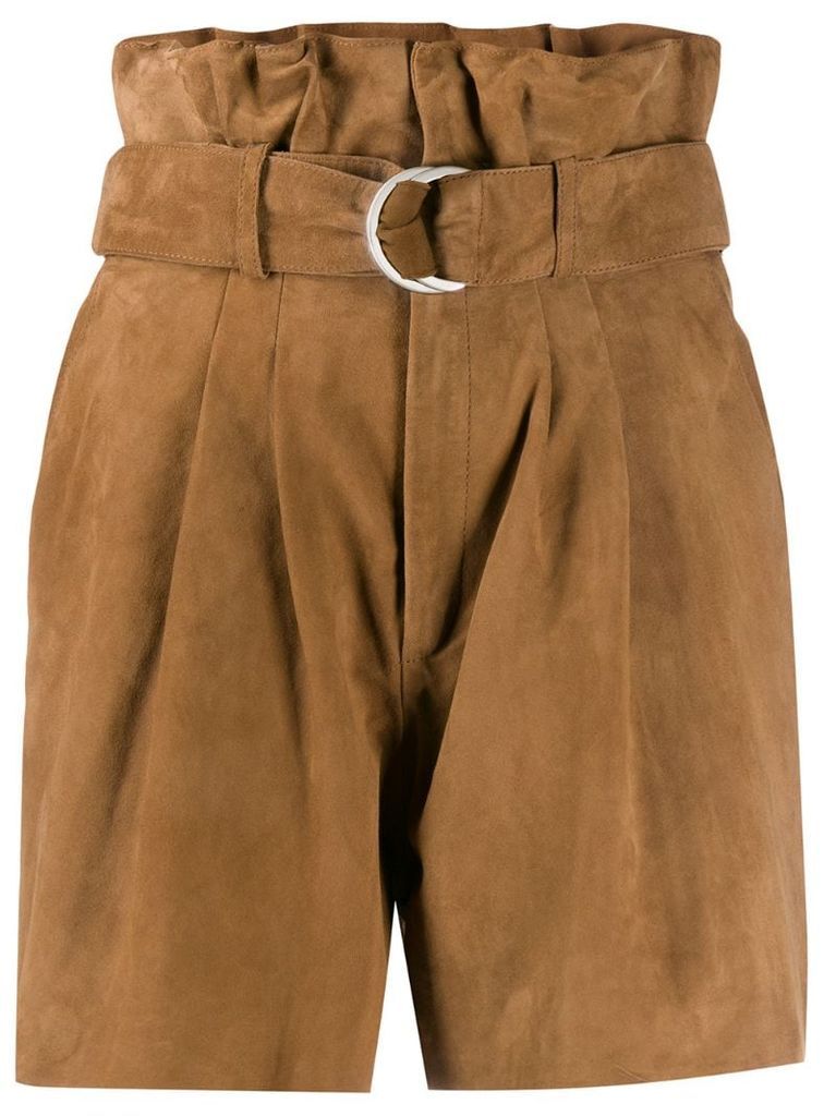 suede paperbag waist shorts