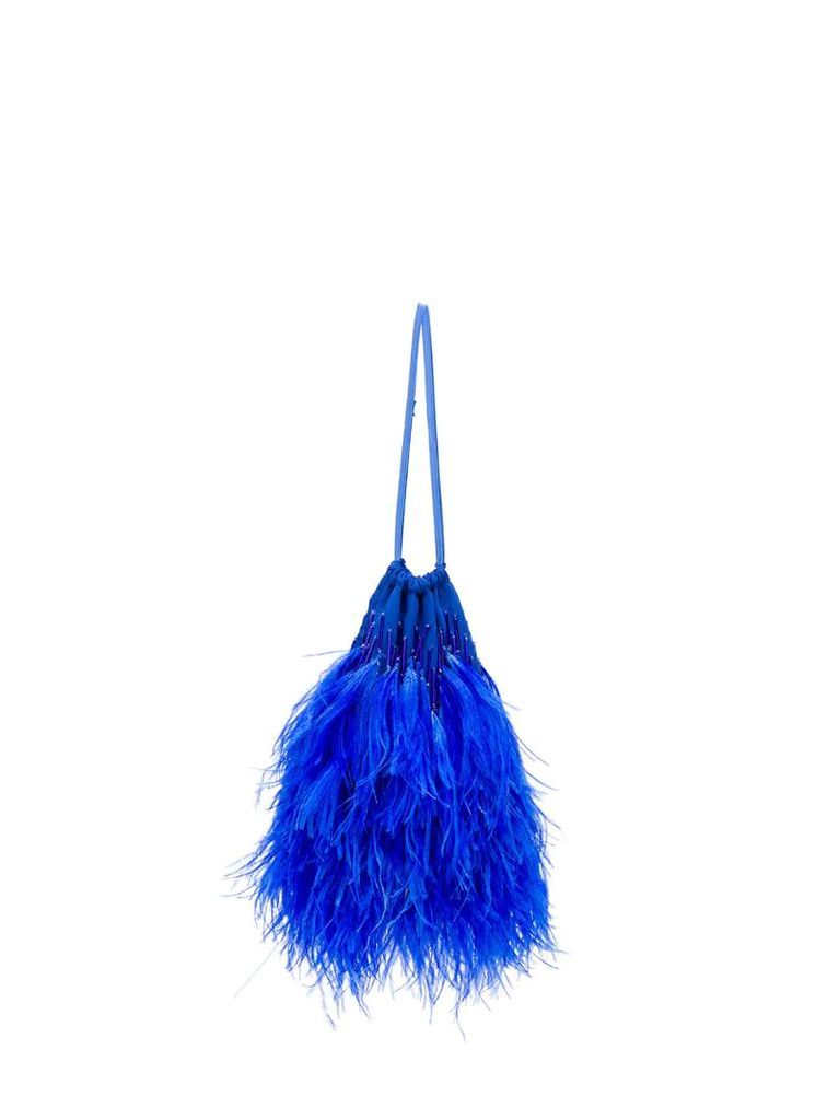 feather embellished tote bag