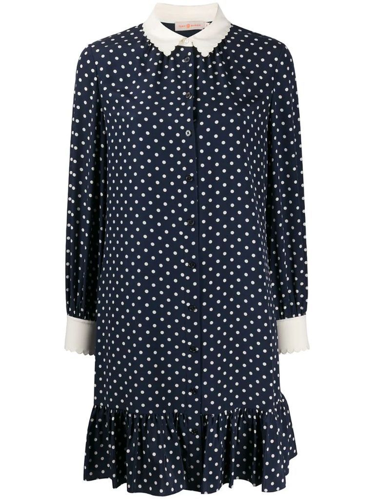polka dot-print shirt dress