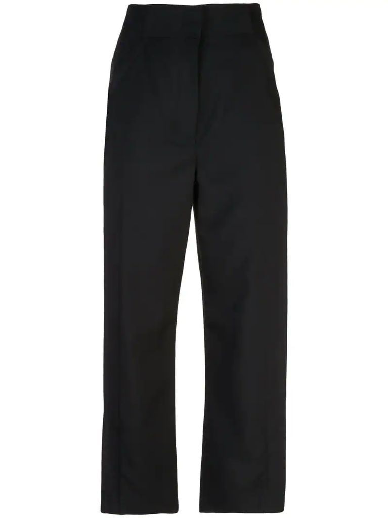 high-waisted split cropped trousers