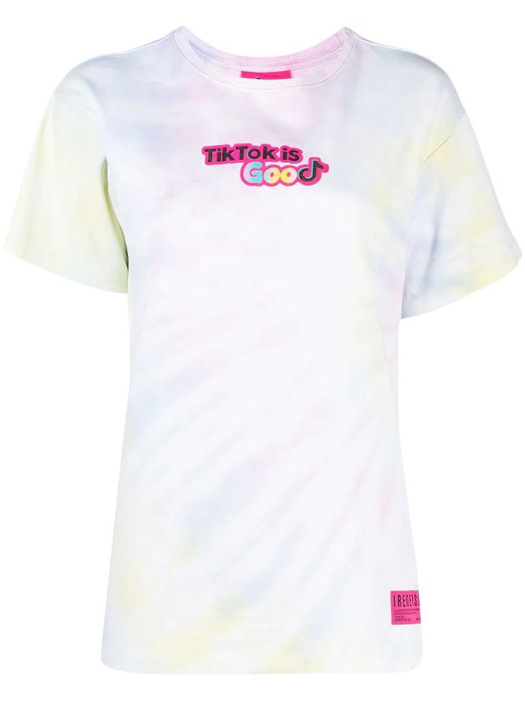 tie dye slogan-print T-shirt
