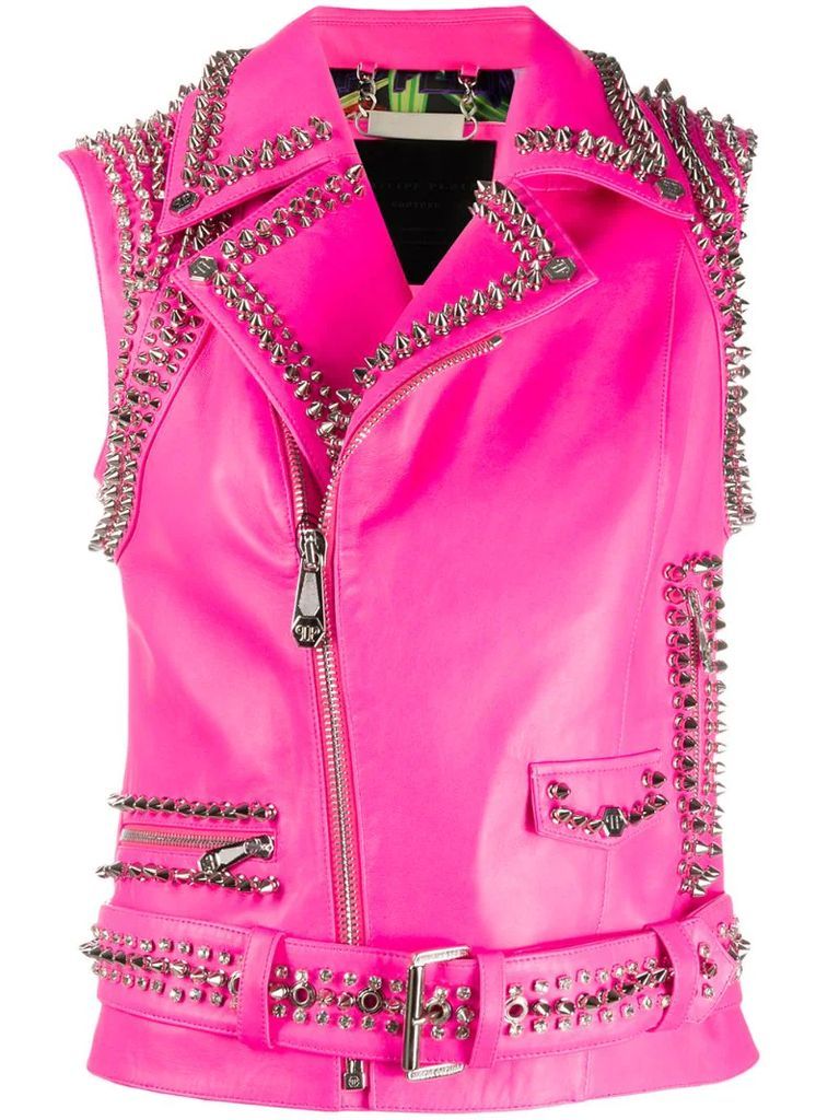 studded fitted vest