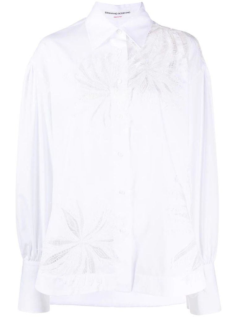 peek-a-boo lace panelled shirt
