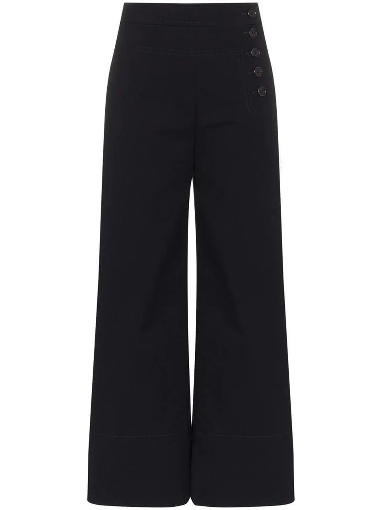 buttoned flared trousers