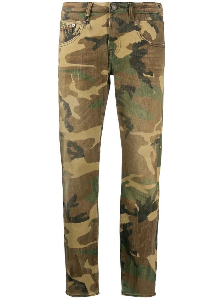 denim camouflage print jeans