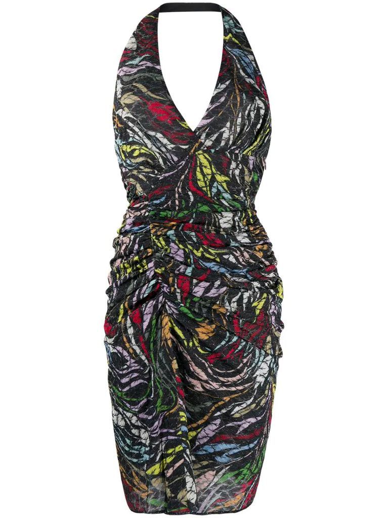 abstract-print halterneck dress