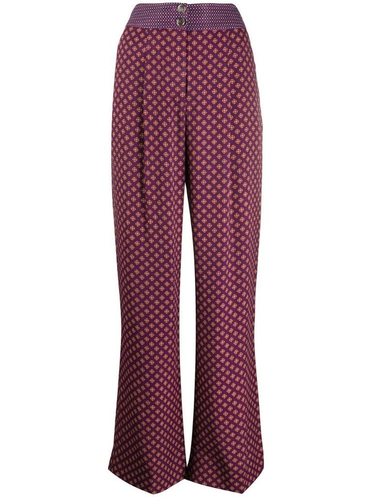 wide leg geometric print trousers