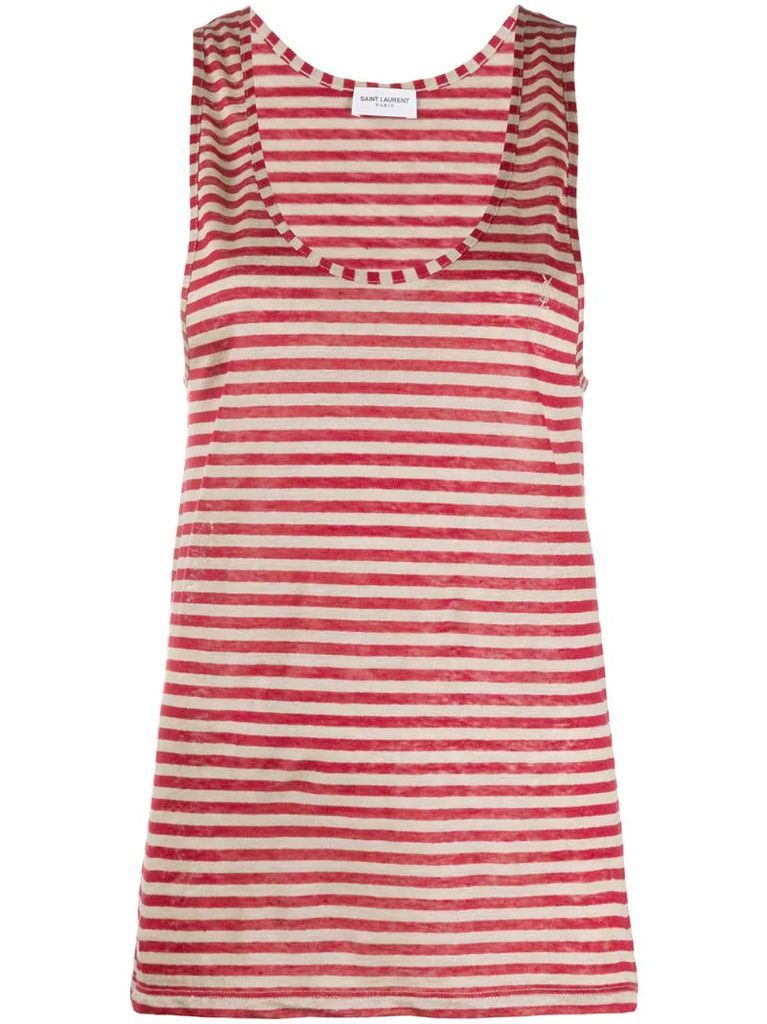 logo-embroidered striped top