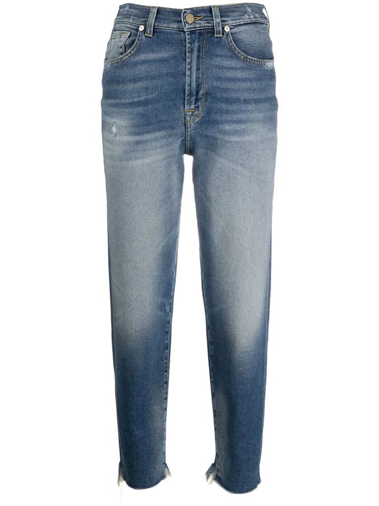 cropped raw-cut hem jeans