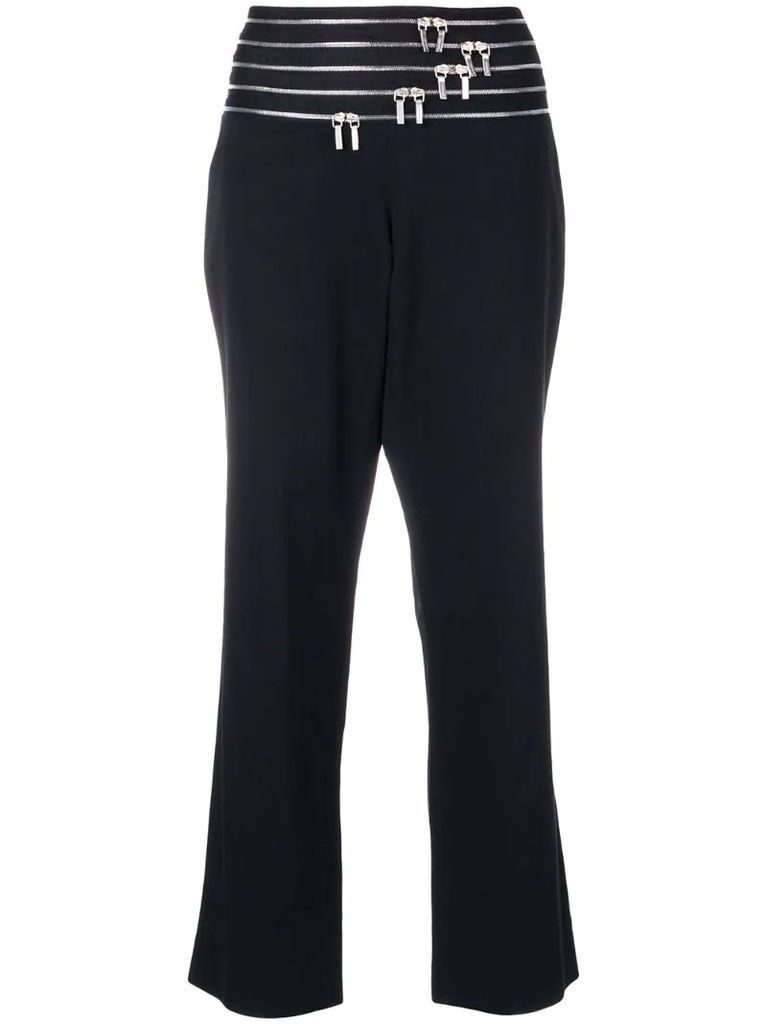 zip-embellished cropped trousers