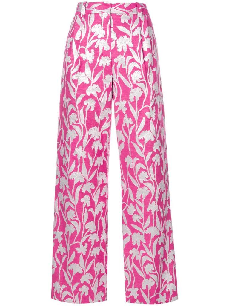 carnation jacquard trousers