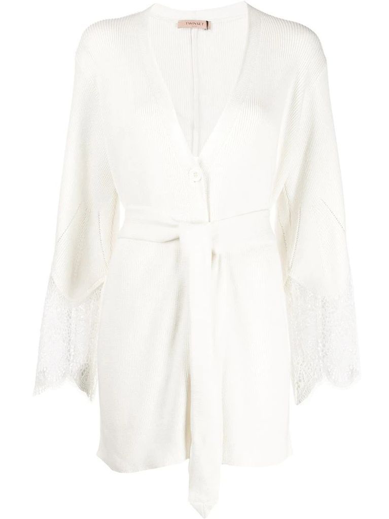 lace-panelled cardigan