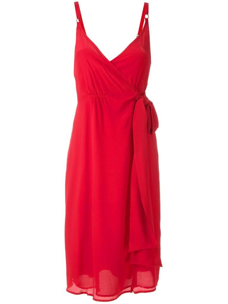 draped wrap sleeveless dress