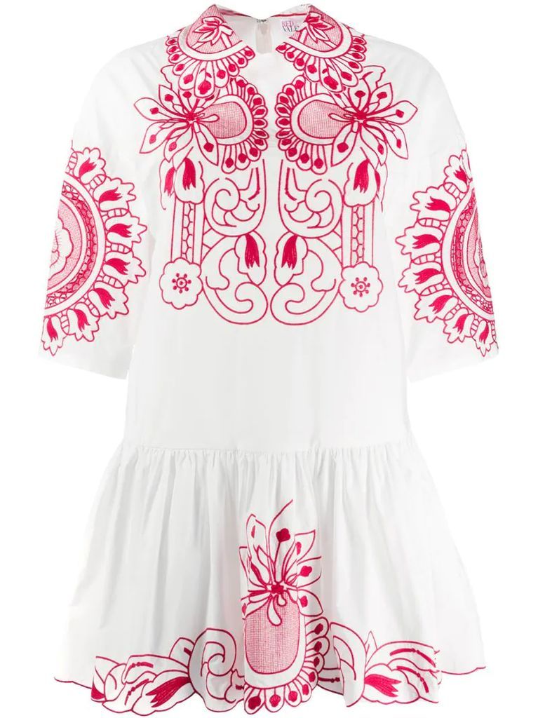 floral embroidery shift dress