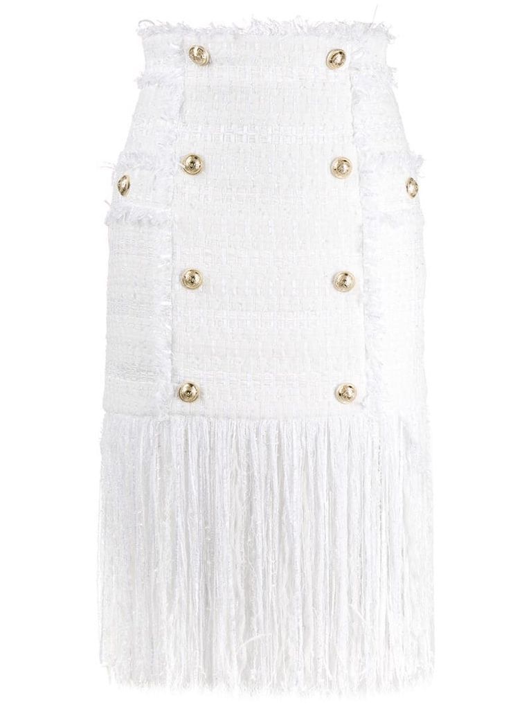 fringed fitted skirt