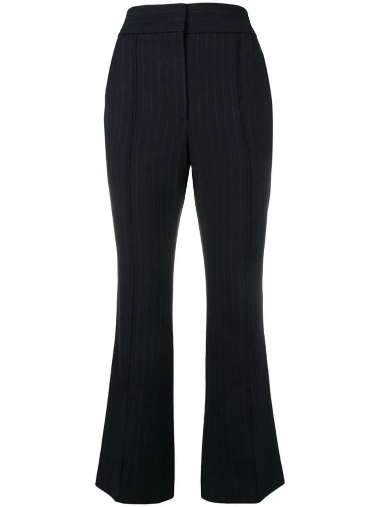 flared pinstripe trousers