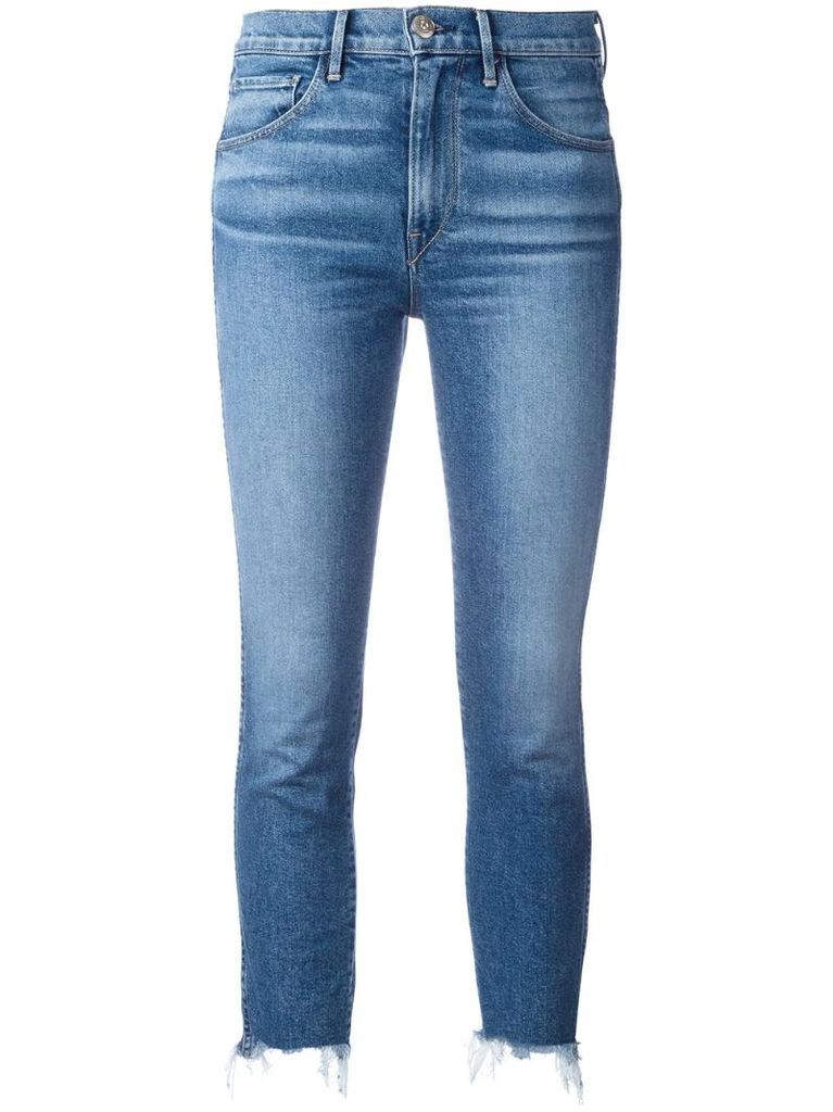 frayed trim cropped jeans