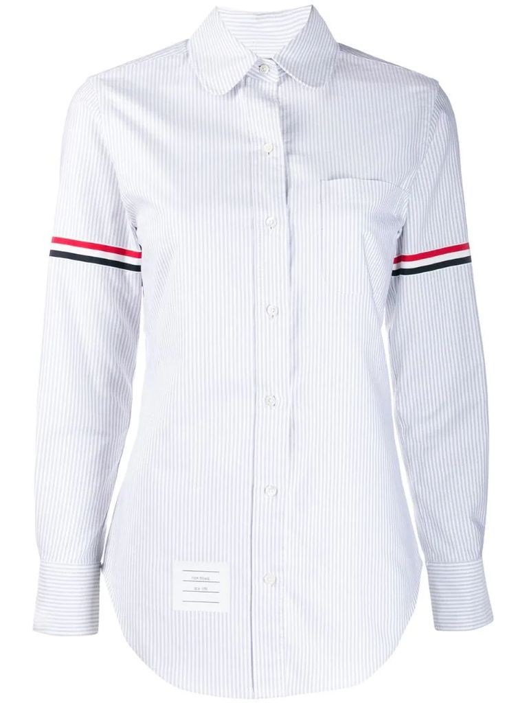 vertical-stripe RWB-detail shirt