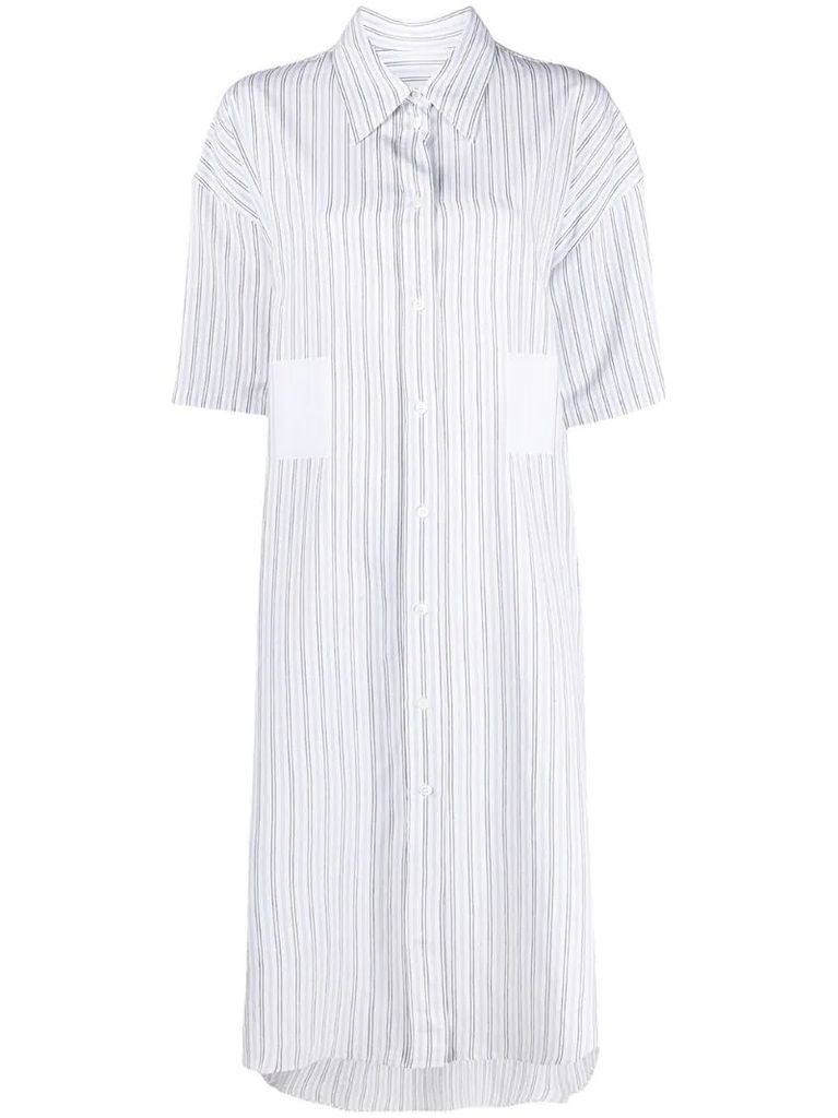 striped pocket-detail shirt dress