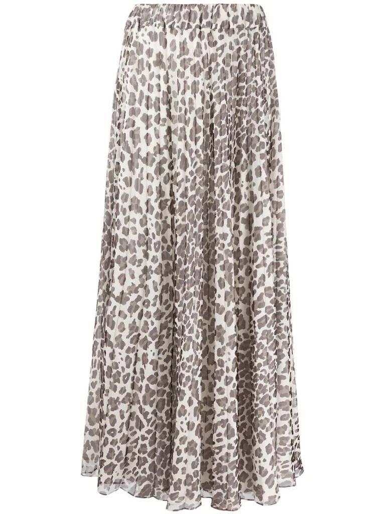 leopard-print pull-on skirt