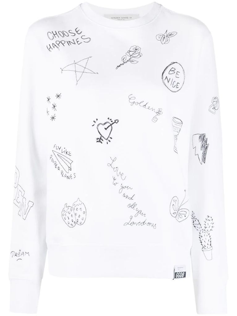 doodle print sweatshirt