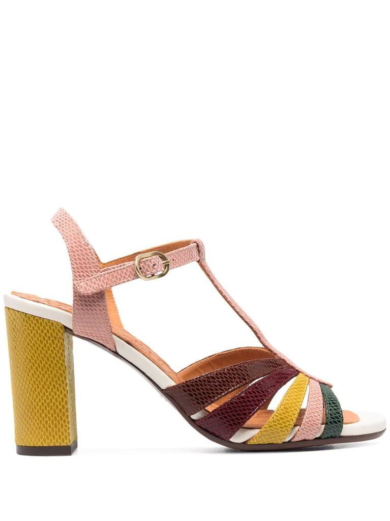 colour-block heeled sandals