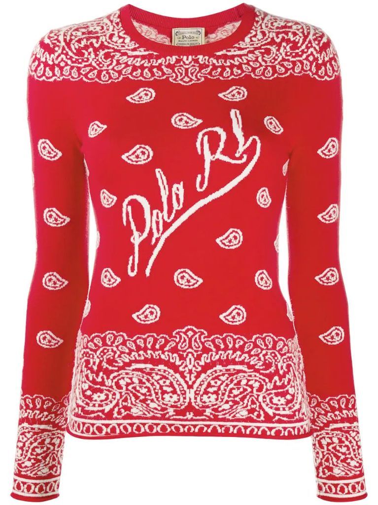 paisley knitted long-sleeve top