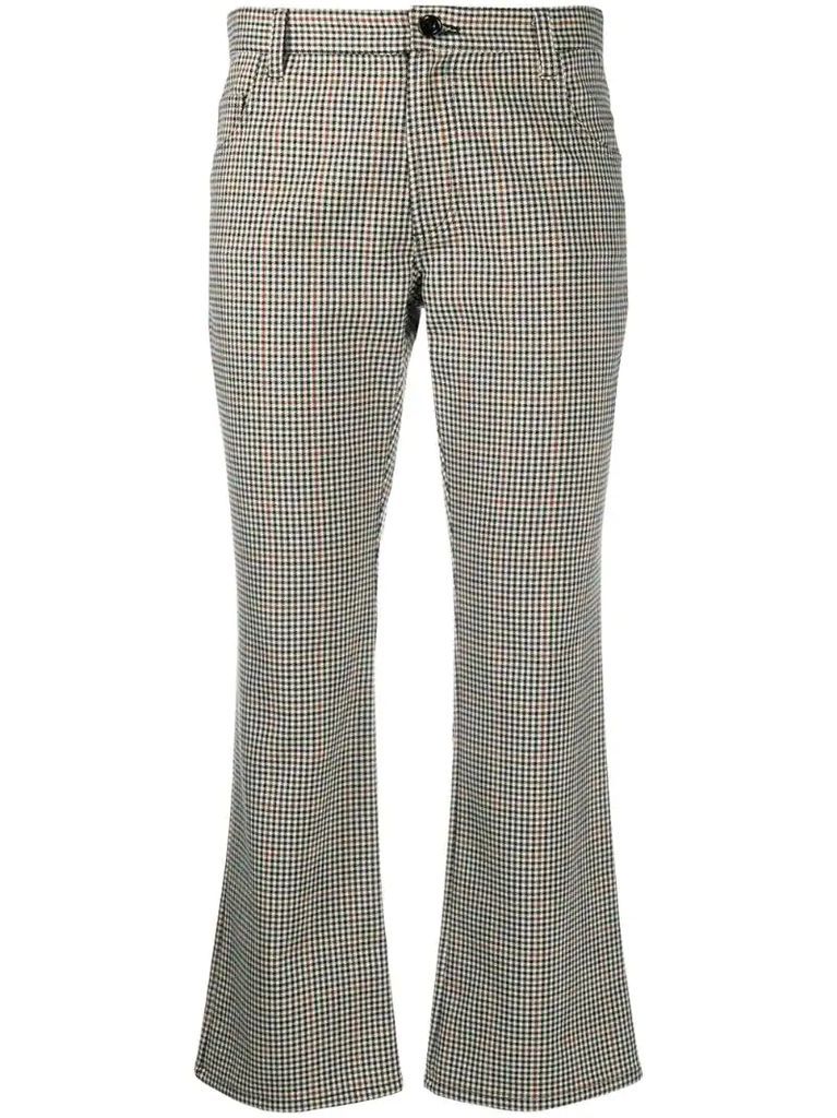 gingham check cropped trousers