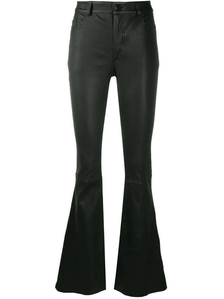 flared leather trousers