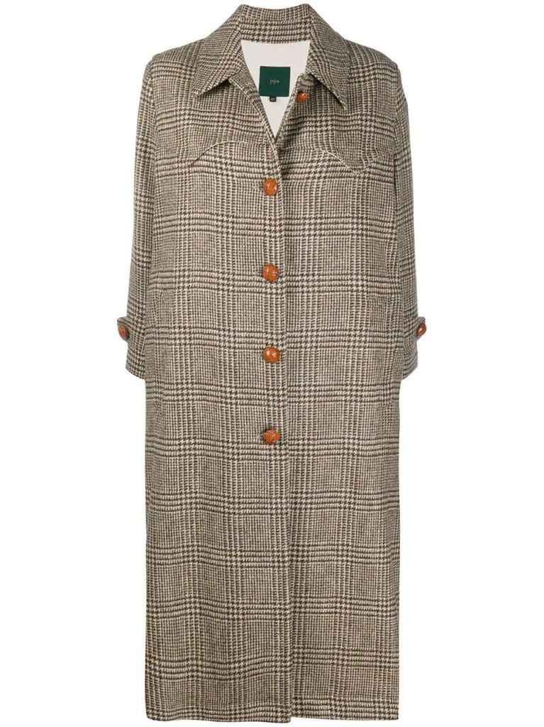 houndstooth-check single-breasted coat