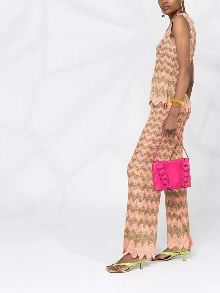 zig-zag knit flared trousers