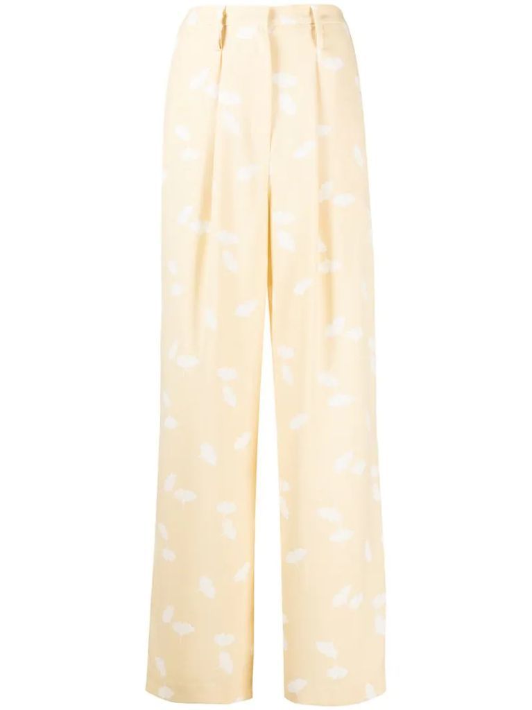 floral-print wide leg trousers