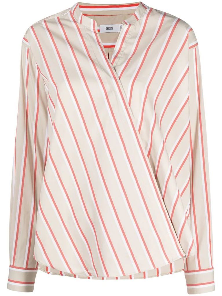 diagonal stripe wrap shirt